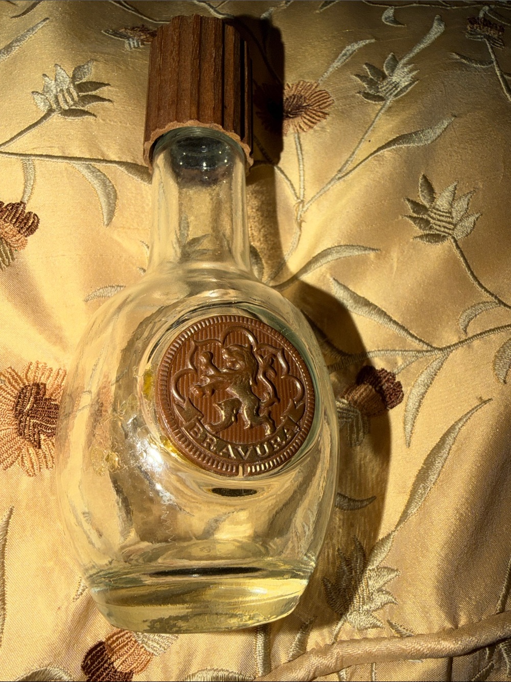 Vintage Bravura After Shave Cologne Bottle with Wood Cap